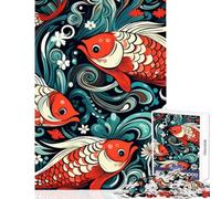Rompecabezas de 1000 Piezas para Adolescentes con diseño de pez koi Dorado Juego Educativo para la diversión Familiar Juguetes antiestrés Que ayudan a relajar el intelecto (52x38cm)