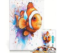 Rompecabezas de 1000 Piezas para Adolescentes con diseño de pez Payaso en Acuarela, Juguetes para armar, Que mejoran la Memoria, con Piezas de Formas aleatorias Que encajan Perfectamente 50x75cm