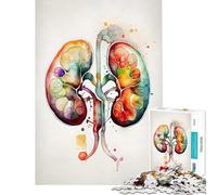 Rompecabezas de 1000 Piezas para Adolescentes con diseño de riñón en Acuarela Ideal para Juegos educativos desafíos Juegos Familiares y para aliviar el estrés Regalos de cumpleaños (tamaño 38x26cm)