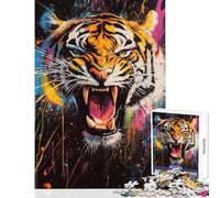 Rompecabezas de 1000 Piezas para Adolescentes con diseño de Rugido de Tigre Vibrante Juguete para Adultos decoración de Pared Ideal para la diversión Familiar y como Regalo para Amigos y Familiares