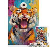 Rompecabezas de 1000 Piezas para Adolescentes con diseño de Rugido de Tigre Vibrante Juguete para Adultos decoración de Pared Ideal para la diversión Familiar Regalos para Amigos y Familiares