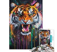 Rompecabezas de 1000 Piezas para Adolescentes con diseño de Rugido de Tigre Vibrante Juguetes educativos Juegos de ingenio Regalos educativos para cumpleaños (tamaño 75x50cm)