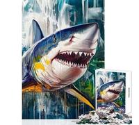 Rompecabezas de 1000 Piezas para Adolescentes con diseño de tiburón Blanco Juego Educativo para Mejorar la Memoria y estimular el intelecto (38x26cm)