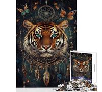 Rompecabezas de 1000 Piezas para Adolescentes con diseño de Tigre atrapasueños mágico para Adultos Un Juego de ingenio Divertido y desafiante para completar (tamaño 50x75cm)