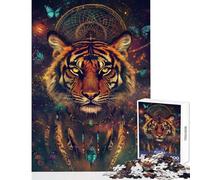 Rompecabezas de 1000 Piezas para Adolescentes con diseño de Tigre atrapasueños y Cosmos Rompecabezas para Adultos con diseño de Rompecabezas Juego de ingenio y ensamblaje únicos para cumpleaños