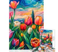 Rompecabezas de 1000 piezas para adolescentes con diseño de tulipanes coloridos Juegos relajantes para mejorar la memoria Juguetes para la decoración del hogar Entrena tu cerebro y tus manos (75x50cm)