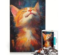 Rompecabezas de 1000 Piezas para Adolescentes con diseño de un Gato Naranja Feliz Ideal para Relajarse desconectar y Disfrutar del Tiempo Libre cumpleaños o Cualquier ocasión