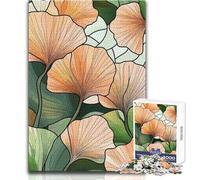 Rompecabezas de 1000 Piezas para Adolescentes con diseño de vidrieras de Hojas de Ginkgo, Ideal para Aprender, Juego Educativo, Regalo de cumpleaños (tamaño 38x52cm)