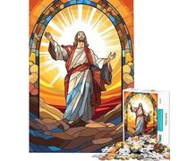 Rompecabezas de 1000 Piezas para Adolescentes con diseño de vitral de Jesús Ayuda a ejercitar el Cerebro Decoración de Pared Juguetes Aptos para Mayores de 14 años (38x52cm)
