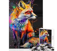 Rompecabezas de 1000 Piezas para Adolescentes con diseño de Zorro Pintura de Animales Juegos relajantes Mejora la Memoria Juguetes de decoración para el hogar Entrena tu Cerebro y Tus Manos (38x26cm)