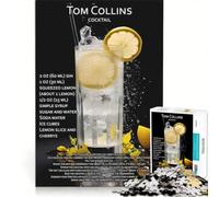 Rompecabezas de 1000 Piezas para Adolescentes con diseño del cóctel Tom Collins Ideal para Jugar en Familia Mejorar la Memoria con póster y Hoja de Preguntas a Juego 50x75cm