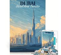 Rompecabezas de 1000 Piezas para Adolescentes con diseño del Horizonte de Dubái, Emiratos Árabes Unidos Un Juego Educativo, Divertido y Original, Ideal para cumpleaños y como Regalo 38x26cm