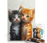 Rompecabezas de 1000 Piezas para Adolescentes con Dos Lindos Gatitos decoración de articulaciones Juguete para ejercitar la Mente Juego para Relajarse Regalo Divertido de Navidad (38x26cm)