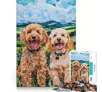 Rompecabezas de 1000 Piezas para Adolescentes con Dos Perros Goldendoodle diseño artístico de Corte Fino Ideal para Entrenar la concentración divertirse en Momentos de Tranquilidad y como Regalo