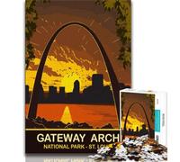Rompecabezas de 1000 Piezas para Adolescentes con el Atardecer en Gateway Arch Ayuda a ejercitar el Cerebro Juguetes adictivos para Cultivar la Paciencia Una Obra de Arte de 50x75cm