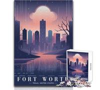 Rompecabezas de 1000 Piezas para Adolescentes con el Horizonte Urbano de Fort Worth Juegos educativos, Pero Divertidos y Divertidos Regalo de cumpleaños Tamaño 50x75cm