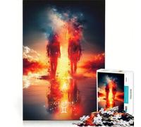 Rompecabezas de 1000 Piezas para Adolescentes con el Signo Zodiacal Géminis, Arte Digital, Juego práctico, para la diversión Familiar, Ideal para Decorar el Escritorio 38x26cm