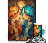 Rompecabezas de 1000 Piezas para Adolescentes con el Signo Zodiacal Géminis, diseño de vidrieras, Juguetes para armar, decoración de Pared, con Piezas de Formas aleatorias Que encajan Perfectamente