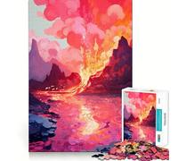 Rompecabezas de 1000 Piezas para Adolescentes con Escena de volcán, Arte pixelado, decoración para armar, Juguete para ejercitar la Mente, Juego para Relajarse, Regalo Divertido de Navidad (38x52cm)