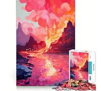 Rompecabezas de 1000 Piezas para Adolescentes con Escena de volcán, Pixel Art, Bordes limpios, Juego de concentración Mental, Juego Lento, Divertido, Regalo de cumpleaños (50x75cm)