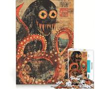 Rompecabezas de 1000 Piezas para Adolescentes con Estampado de Pulpo monstruoso Juegos educativos ensamblaje de Patrones colección de Artistas Bellas Artes 38x52cm