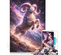 Rompecabezas de 1000 Piezas para Adolescentes con Figura de Carnero Estrellado de Aries Signo Zodiacal Juguetes antiestrés Actividades Divertidas para Hacer en casa 38x26cm