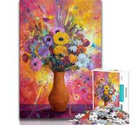 Rompecabezas de 1000 Piezas para Adolescentes con Flores en un jarrón, Ideal para Pasar el rato en casa, con póster y Hoja de Trivia a Juego (38x26cm)