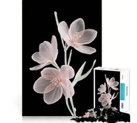 Rompecabezas de 1000 Piezas para Adolescentes con Flores Rosas translúcidas sobre Fondo Negro Juego de Ajuste preciso concentración diversión Ocio Tiempo Libre decoración navideña para la Pared