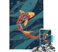 Rompecabezas de 1000 Piezas para Adolescentes con Hermosos Peces koi flotantes Diversión en casa Regalo de cumpleaños Juego práctico Apto para Mayores de 14 años 50x75cm