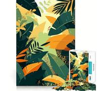 Rompecabezas de 1000 Piezas para Adolescentes con Hojas Tropicales ilustración Minimalista temática de la Jungla Ajuste Desarrollo Mental diversión Tiempo Libre Navidad decoración del hogar