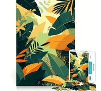 Rompecabezas de 1000 Piezas para Adolescentes con Hojas Tropicales ilustración Minimalista temática de la Jungla de Corte preciso para el Desarrollo cognitivo Tiempo de Juego Tranquilo decoración