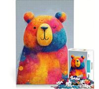Rompecabezas de 1000 Piezas para Adolescentes con ilustración Abstracta de un Oso Colorido, Ideal para Decorar la Pared, Pasar el Tiempo en casa o Fortalecer el Amor en Pareja 50x75cm
