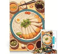 Rompecabezas de 1000 Piezas para Adolescentes con ilustración de arroz con Pollo hainanés Arte de Corte preciso Juguete Inteligente para ejercitar Tiempo de Juego Actividad de cumpleaños