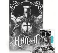 Rompecabezas de 1000 Piezas para Adolescentes con ilustración de Caballero en Blanco y Negro del Armagedón, Juegos Divertidos, Entrena tu Cerebro y Tus Manos, Juego de desafío único 50x75cm