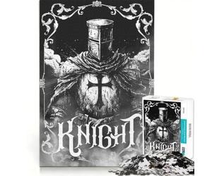 Rompecabezas de 1000 Piezas para Adolescentes con ilustración de Caballero en Blanco y Negro del Armagedón, Juegos Divertidos, Entrena tu Cerebro y Tus Manos, Juego de desafío único 50x75cm