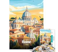 Rompecabezas de 1000 Piezas para Adolescentes con ilustración de la Ciudad de Roma Juego práctico y Educativo Regalo Ideal para Hombres y Mujeres Decoración del hogar (tamaño 50x75cm)