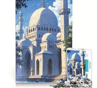 Rompecabezas de 1000 Piezas para Adolescentes con ilustración de la Mezquita Blanca Juguetes para armar decoración de Pared con Piezas de Formas aleatorias Que encajan Perfectamente 38x52cm