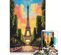 Rompecabezas de 1000 Piezas para Adolescentes con ilustración de la Torre Eiffel de París, Francia Juego práctico, desafío difícil Colección de Artistas Bellas Artes 38x26cm