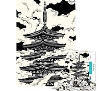 Rompecabezas de 1000 Piezas para Adolescentes con ilustración de Pagoda Japonesa Entre Nubes Rompecabezas de 1000 Piezas para decoración del hogar Juguetes para el hogar Juego desafiante (75x50cm)