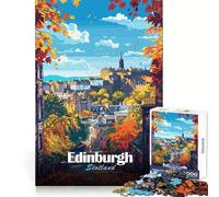 Rompecabezas de 1000 Piezas para Adolescentes con ilustración de Paisaje Urbano otoñal de Edimburgo,Escocia Diseño Juego Divertido para Pensar y entretenerse Fácil de Usar Regalo
