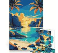 Rompecabezas de 1000 Piezas para Adolescentes con ilustración de Puesta de Sol en una Playa Tropical de Corte nítido Regalo para el Desarrollo cognitivo Tiempo de Juego Tranquilo Regalo de decoración
