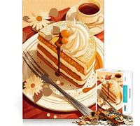Rompecabezas de 1000 Piezas para Adolescentes con ilustración de Rebanada de Pastel y café Arte de Bordes precisos Juego Divertido y Relajante para Entrenar la Mente Regalo de cumpleaños (50x75cm)