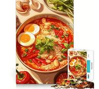 Rompecabezas de 1000 Piezas para Adolescentes con ilustración de tazón de Ramen Picante Juego de Ajuste preciso, concentración, diversión, Tiempo Libre, Arte de Pared navideño (38x26cm)