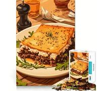Rompecabezas de 1000 Piezas para Adolescentes con ilustración de un Delicioso Plato de moussaka Arte de Corte Fino Juguete y lógico Tiempo de Juego Acogedor Decoración navideña para la Pared 50x75cm