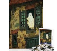 Rompecabezas de 1000 Piezas para Adolescentes con ilustración de un Fantasma en la Ventana Rompecabezas de 1000 Piezas para decoración del hogar Regalos Ideas para aliviar el estrés (50x75cm)