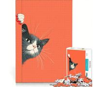 Rompecabezas de 1000 Piezas para Adolescentes con ilustración de un Gato Curioso, Ideal para Juegos en Familia, con Corte de precisión cumpleaños y Navidad 50x75cm