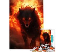 Rompecabezas de 1000 Piezas para Adolescentes con ilustración de un Lobo ardiente Actividades Divertidas para Hacer en casa Un Reto difícil Juego práctico Apto para Mayores de 14 años 38x26cm