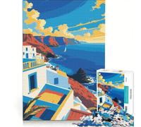 Rompecabezas de 1000 Piezas para Adolescentes con ilustración de un Paisaje de un Pueblo costero, Ideal para Decorar la Pared, Pasar el Tiempo en casa o Fortalecer el Amor Entre Parejas 50x75cm