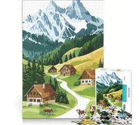 Rompecabezas de 1000 Piezas para Adolescentes con ilustración de un Pueblo Alpino, Juego Relajante, desafiante para completar, Que fomenta el Amor Entre Parejas 38x52cm