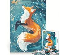 Rompecabezas de 1000 Piezas para Adolescentes con ilustración de un Zorro flotando en el Agua, Juego Imposible, difícil y desafiante, cumpleaños y Navidad 38x26cm